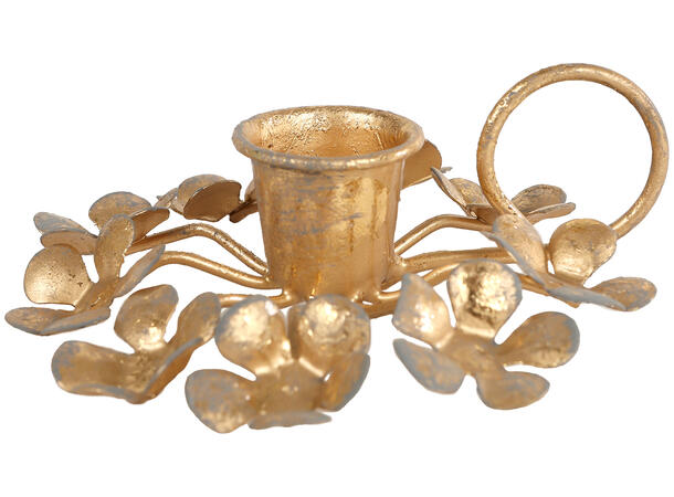 Lysestake m/håndtak gull metall 10x4cm 