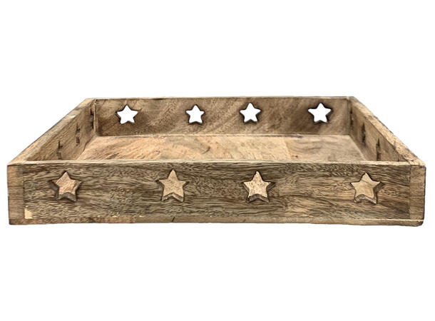 Lysfat mangotre m/stjerner 28x4,5x28cm 