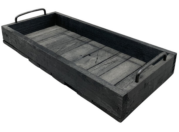 Lysfat sort tre metallhåndtak 45x21x9cm 