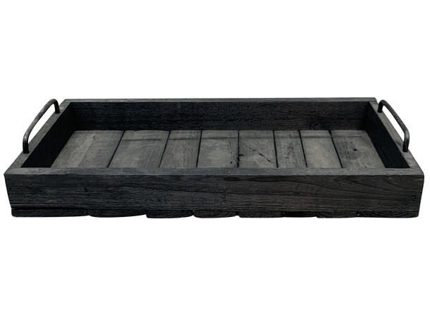 Lysfat sort tre metallhåndtak 45x21x9cm 