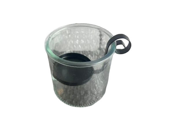 Lysglass m/lysestake glass/metall 10cm 