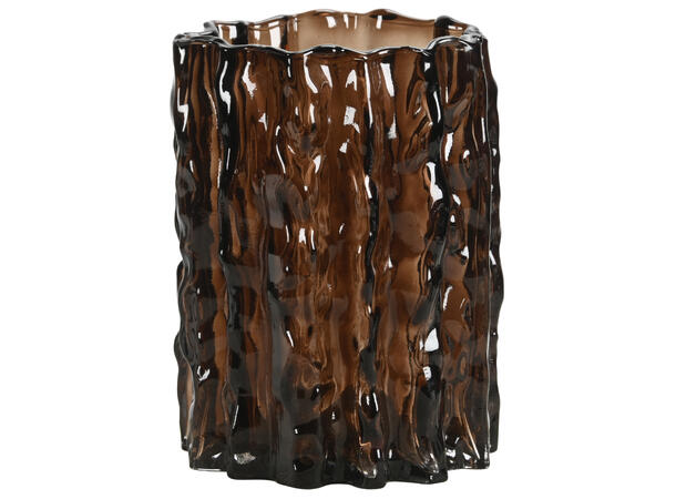 Lysglass mørkbrun bølget glass 11,5x15cm 