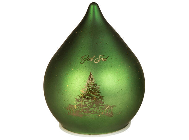 Lyslykt LED God Jul grønn dråpe 12cm Batteri: AAAx3 T: 6/18t 10LED 
