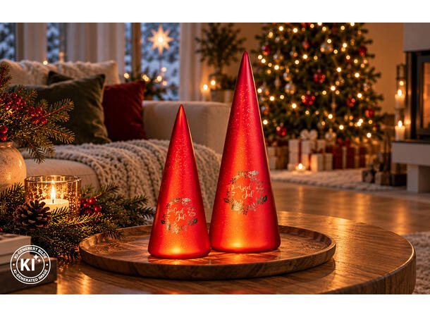 Lyslykt LED Julekrans rød kjegle 30cm Batteri 3xAAA Timer 6/18t 20LED 