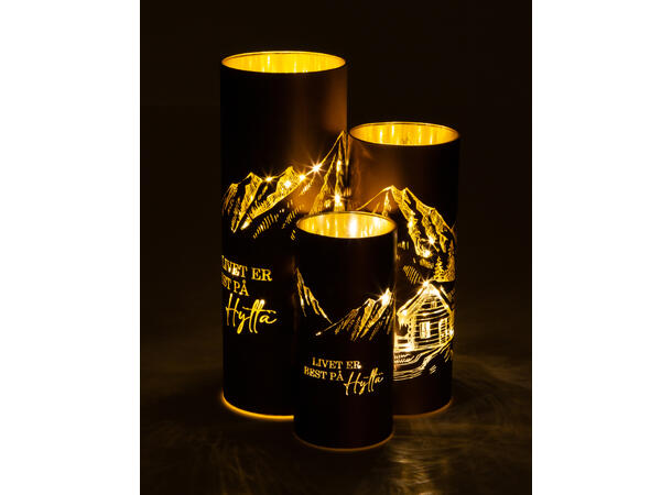 Lyslykt LED Livet på hytta brun 9x25cm Batteri: AAx2 Timer 6/18t 20 ledpærer 