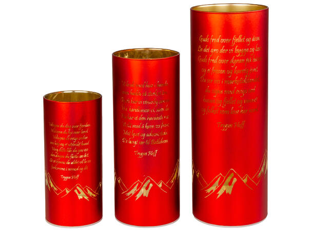 Lyslykt LED Nord norsk v1 rød 7x15cm Batteri 3xAAA Timer 6/18t 10 ledpærer 