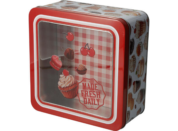 Metallboks firkantet 19x19x8,5cm 4ass Forpakn.12stk 