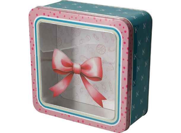 Metallboks firkantet 19x19x8,5cm 4ass Forpakn.12stk 