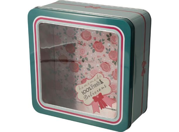 Metallboks firkantet 19x19x8,5cm 4ass Forpakn.12stk 