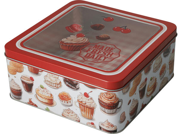 Metallboks firkantet 19x19x8,5cm 4ass Forpakn.12stk 