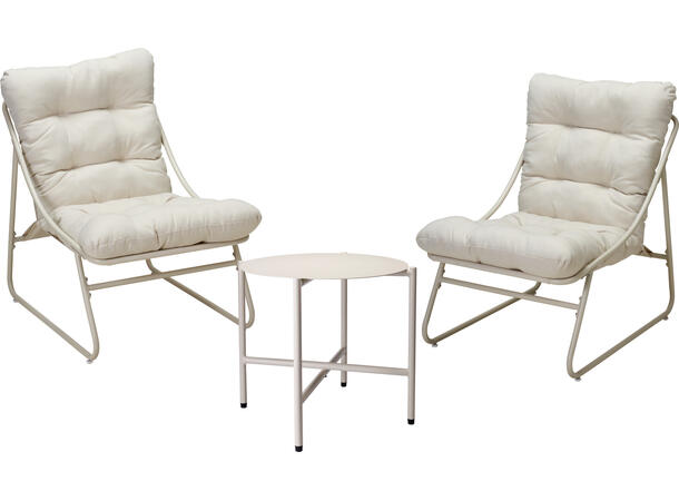 Møbelsett krem m/ beige puter 3 deler 