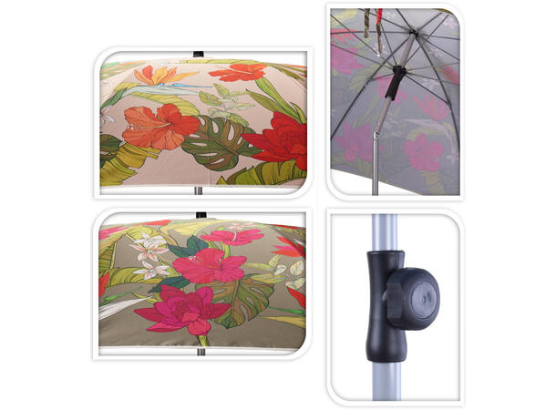 Parasoll blomstret mønster 200x215cm 