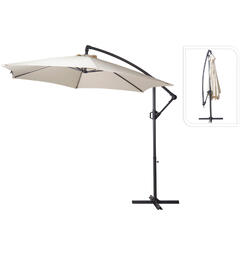 Parasoll ecru med stativ/sveiv 300cm