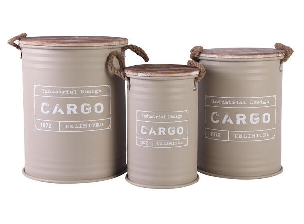 Pidestall beige metall m/print s/3 26x26x38,5cm / 32x32x43cm / 38x38x47,5cm 