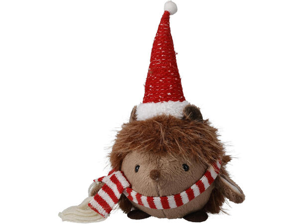 Pinnsvin sittende brun pels 23cm 2ass Polyester. m/sand fyll 