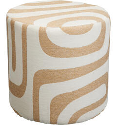 Puff stripet hvit/beige 35x35cm Polyester