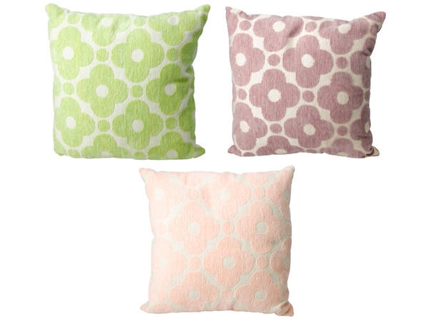 Pute vevd 45x45cm grønn/rosa/lilla 3ass 