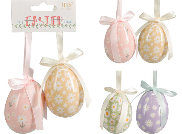 Påskeegg blomst 4,5x9,5cm s/2 2ass Forpk 36stk 