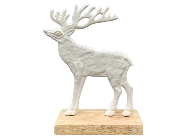 Reinsdyr hvit metall mangotre 14x17cm Forpk 8stk 