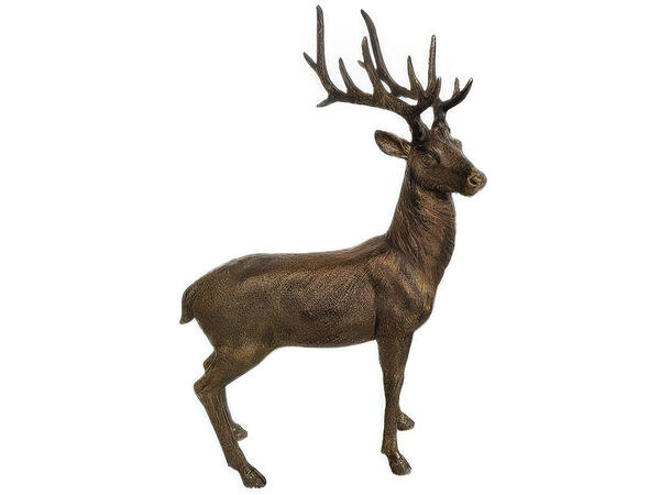 Reinsdyr stående brun polyresin 24x38cm 