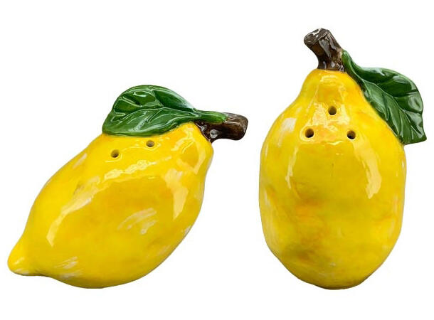 Salt og pepper sitron gul 2 deler Keramikk. 6,5x6x10cm,Forpakn.12stk 