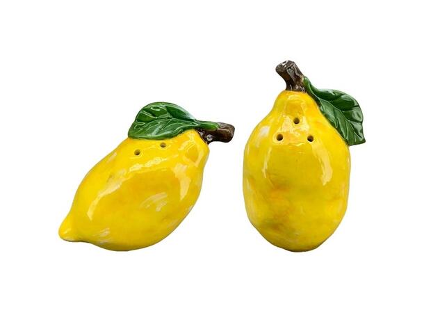 Salt og pepper sitron gul 2 deler Keramikk. 6,5x6x10cm,Forpakn.12stk 
