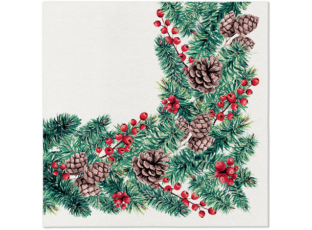 Serviett Airlaid middag Winter Branches Middagsserviett 12 stk 3-lags 40x40cm 