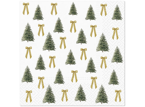 Serviett Juletre/sløyfer Lunsjserviett 20 stk 3-lags 33x33cm 