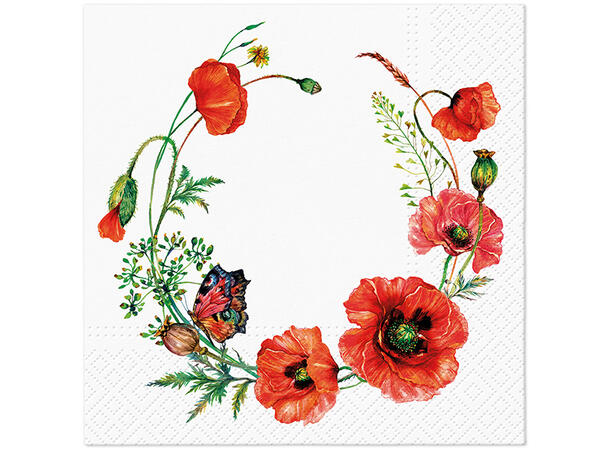 Serviett Poppy Aesthetic Lunsjserviett 20 stk 3-lags 33x33cm 