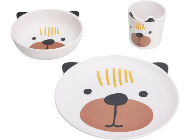 Servise melamin 3 deler 2ass Skål 15x4,5cm Fat: 23cm Krus 9cm 250ml 