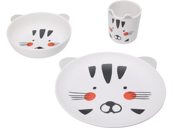 Servise melamin 3 deler 2ass Skål 15x4,5cm Fat: 23cm Krus 9cm 250ml 