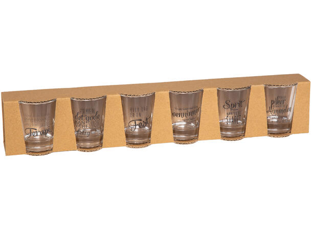 Shotglass blank jente-tekster 5x6cm s/6 Gavepakket sett med 6 stk shotglass 