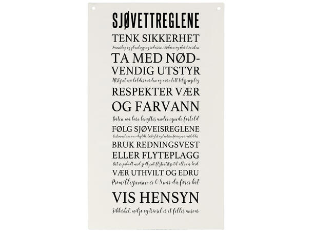 Skilt avlangt Sjøvettregler 16x27cm Metall 