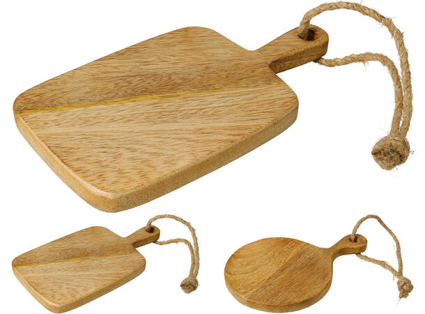 Skjærefjøl mangotre natur farge 2ass Forpk 24stk 20x11,5cm, rundt 19,5x13,5cm 