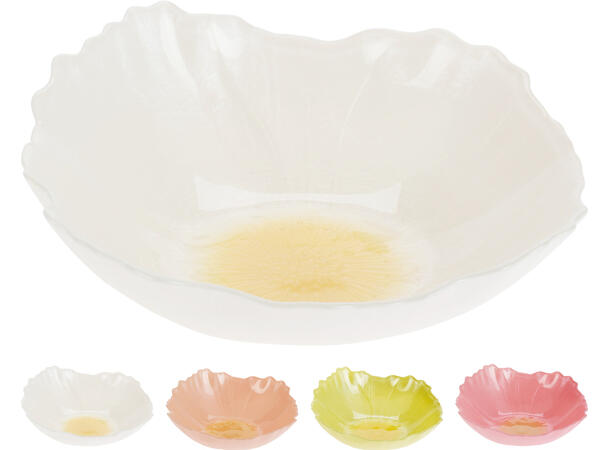 Skål blomsterform i glass 15x5cm 4ass Forpakning 16stk 