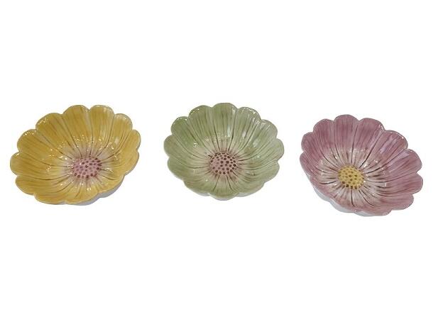 Skål blomsterform keramikk 15x5,5cm 3ass 