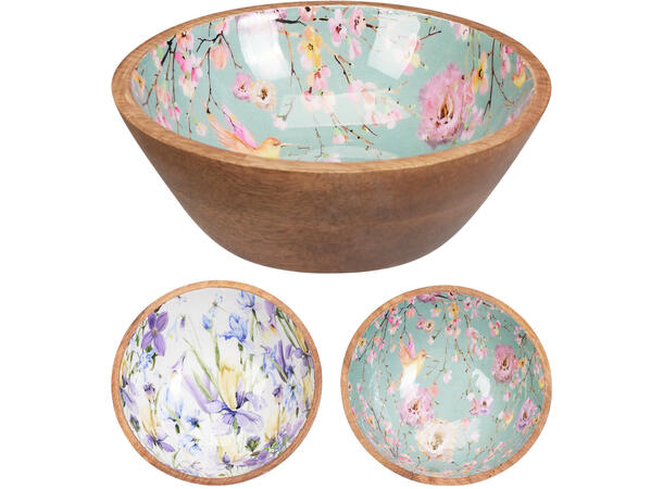 Skål blomstret mangotre 15x5cm 2ass 