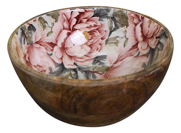 Skål blomstret mangotre 17x17x7cm 