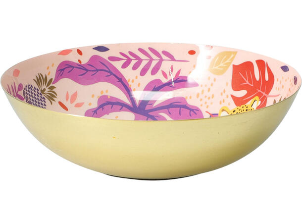 Skål metall blomstret emalje 20x5cm 2ass 