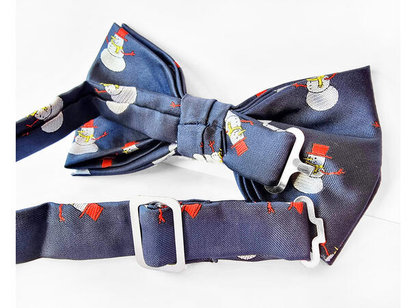 Sløyfe blå m/snømann voksen Pakket i gaveeske 