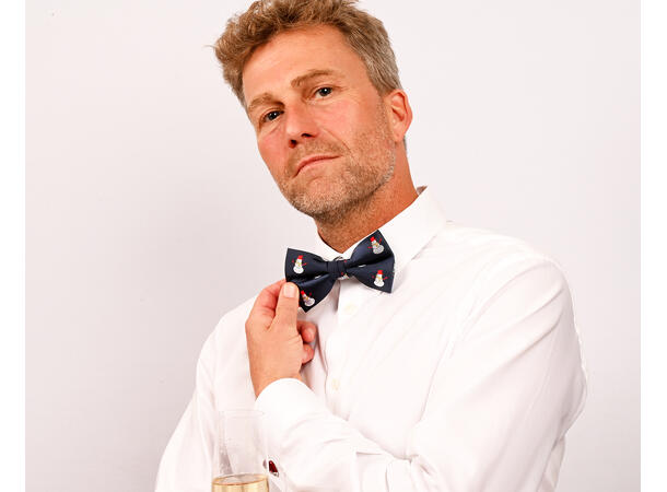 Sløyfe blå m/snømann voksen Pakket i gaveeske 