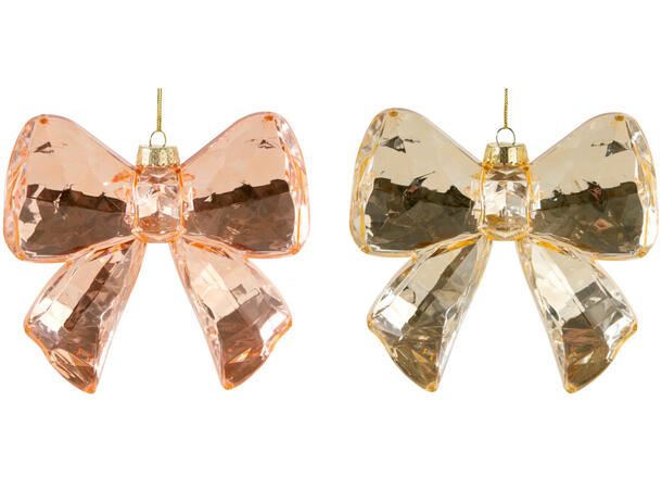 Sløyfe gull rosa akryl PE 19x4x18cm Display 12stk 