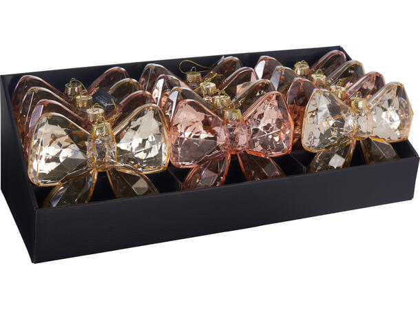 Sløyfe gull rosa akryl PE 19x4x18cm Display 12stk 