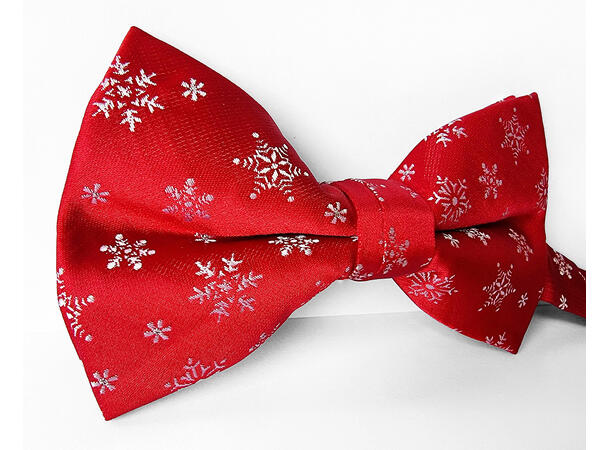 Sløyfe rød m/snøflak voksen Pakket i gaveeske 