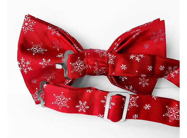 Sløyfe rød m/snøflak voksen Pakket i gaveeske 