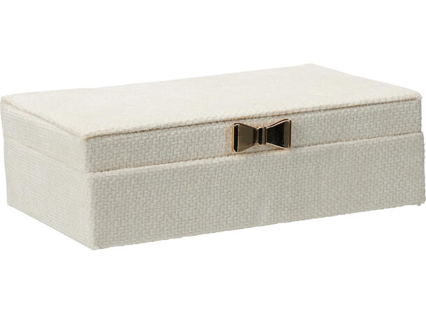 Smykkeskrin Offwhite fløyel 25x7,5x16cm Polyester/MDF 