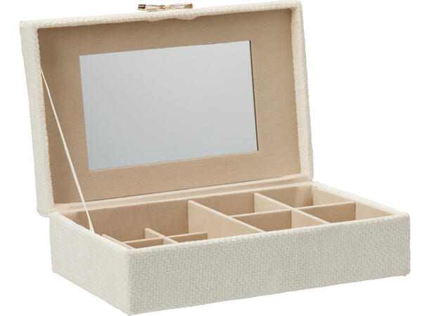 Smykkeskrin Offwhite fløyel 25x7,5x16cm Polyester/MDF 