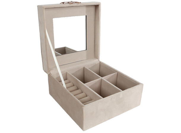 Smykkeskrin velur m/speil 25x16x8cm 