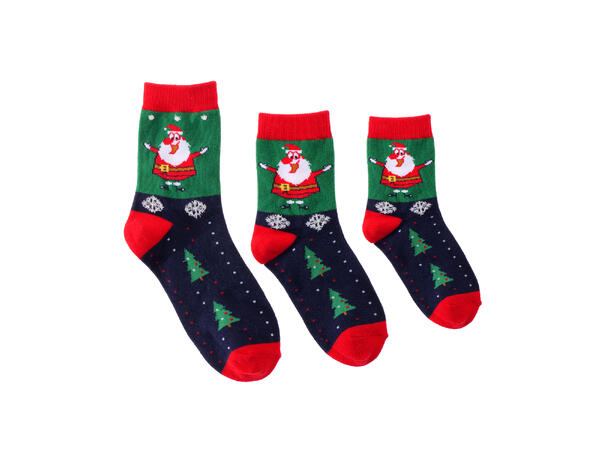 Sokk barn blå/grønn m/nisse 8-10år 75% bomull, 22% polyester, 3% elastan 