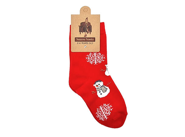 Sokk barn rød m/nisse 2-4år 75% bomull, 22% polyester, 3% elastan 